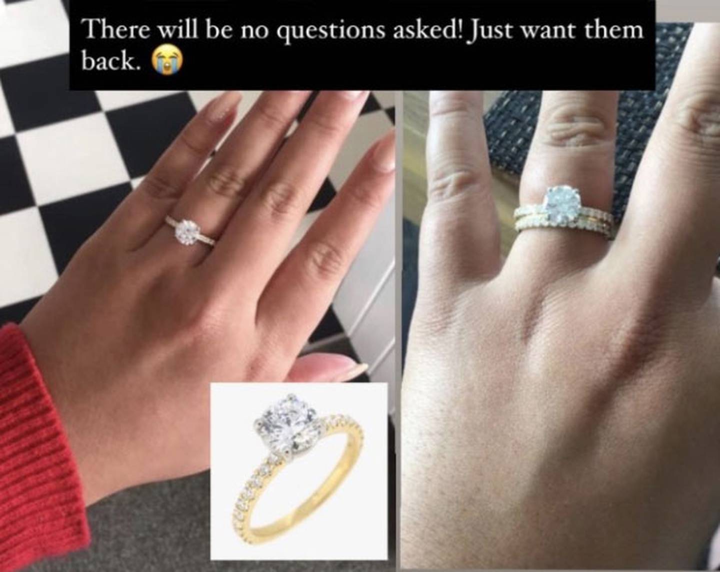 Greer Perenara has posted an image of the jewellery, which was misplaced during labour. Photo:...