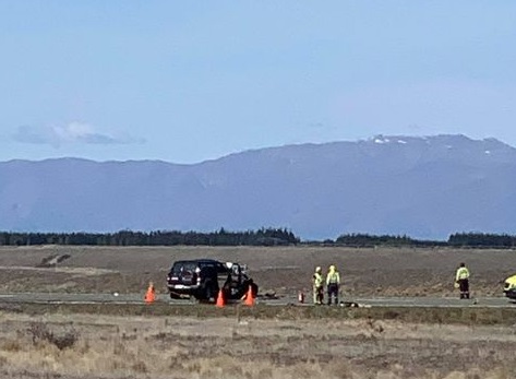 Emergency services at the crash scene on Saturday. Photo: Supplied