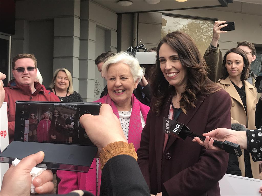 The Prime Minister poses for a photo with Dunedin councillor Christine Garey. Photo: Daisy Hudson