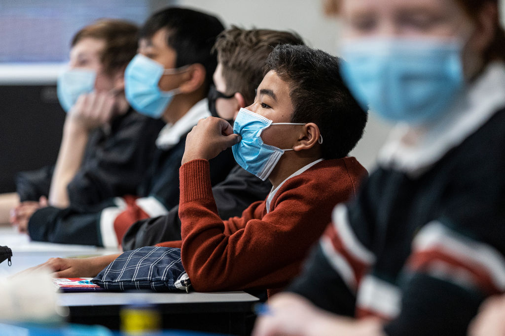 Pupils at Melba Secondary College in Melbourne. All primary and high school pupils were able to...