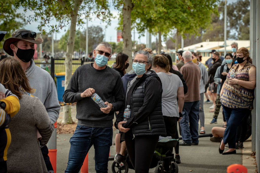 Covid testing at a site in rural Victoria earlier this month. Photo: Getty