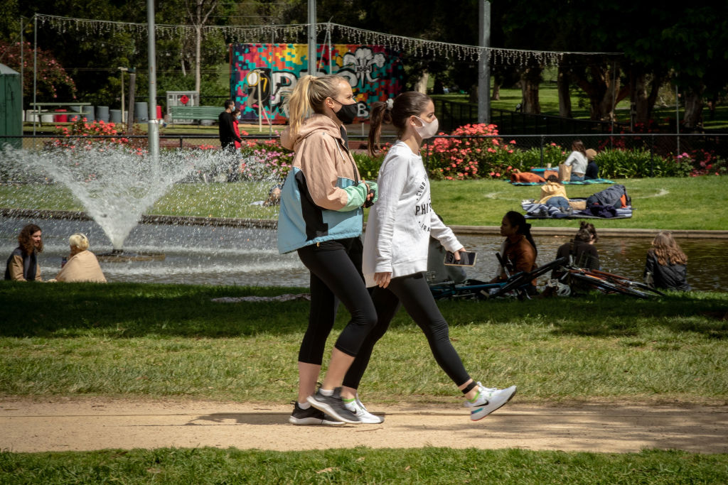 People in Melbourne's Princes Park yesterday. Photo: Getty