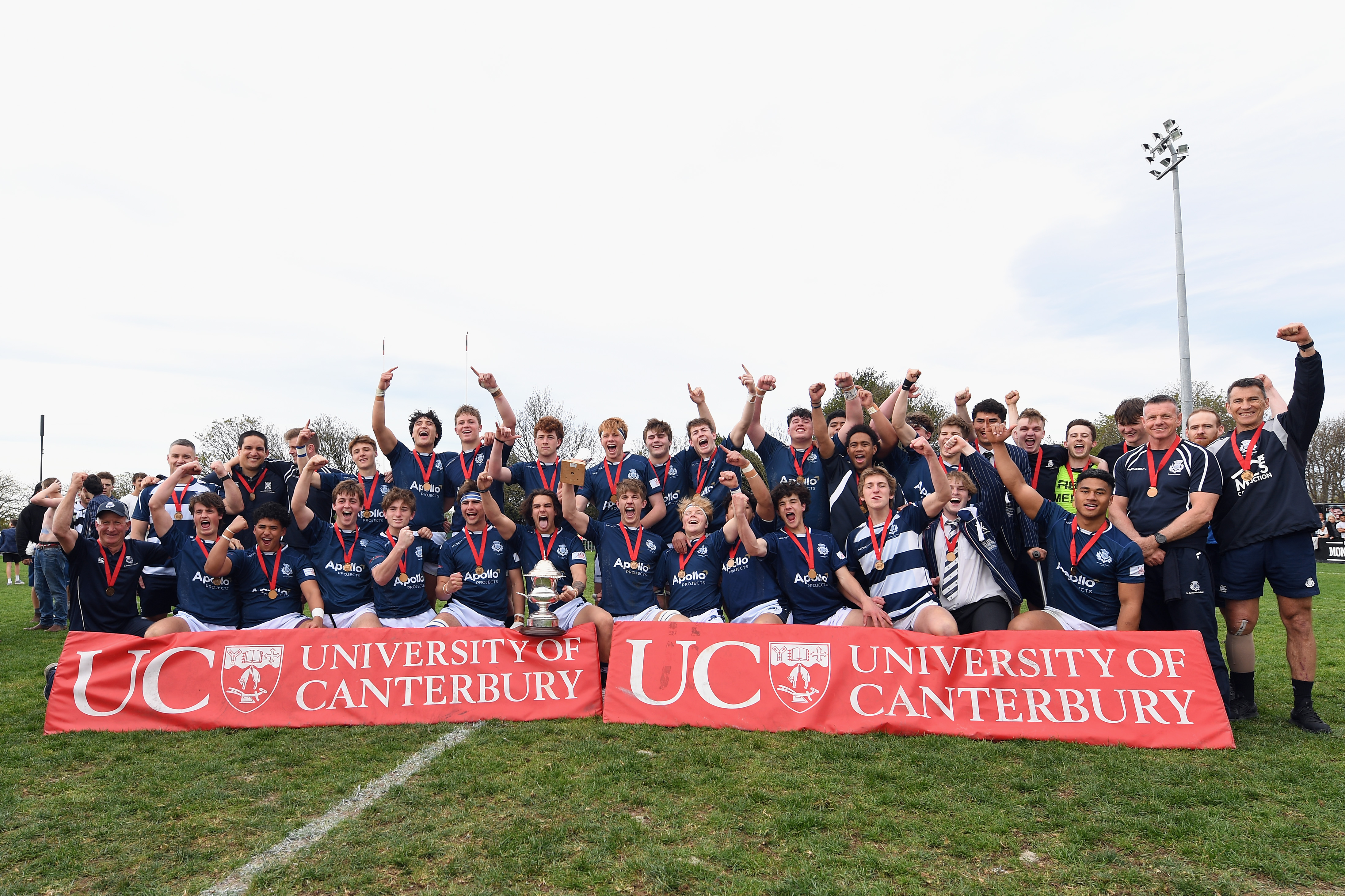 St Andrew's College celebrate their maiden UC Championship title after beating Christchurch Boys'...