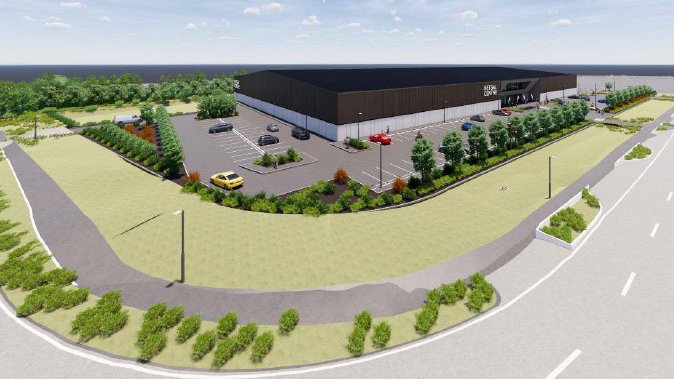 A digital visualisation of the planned Netsal sports centre. Image: CCC