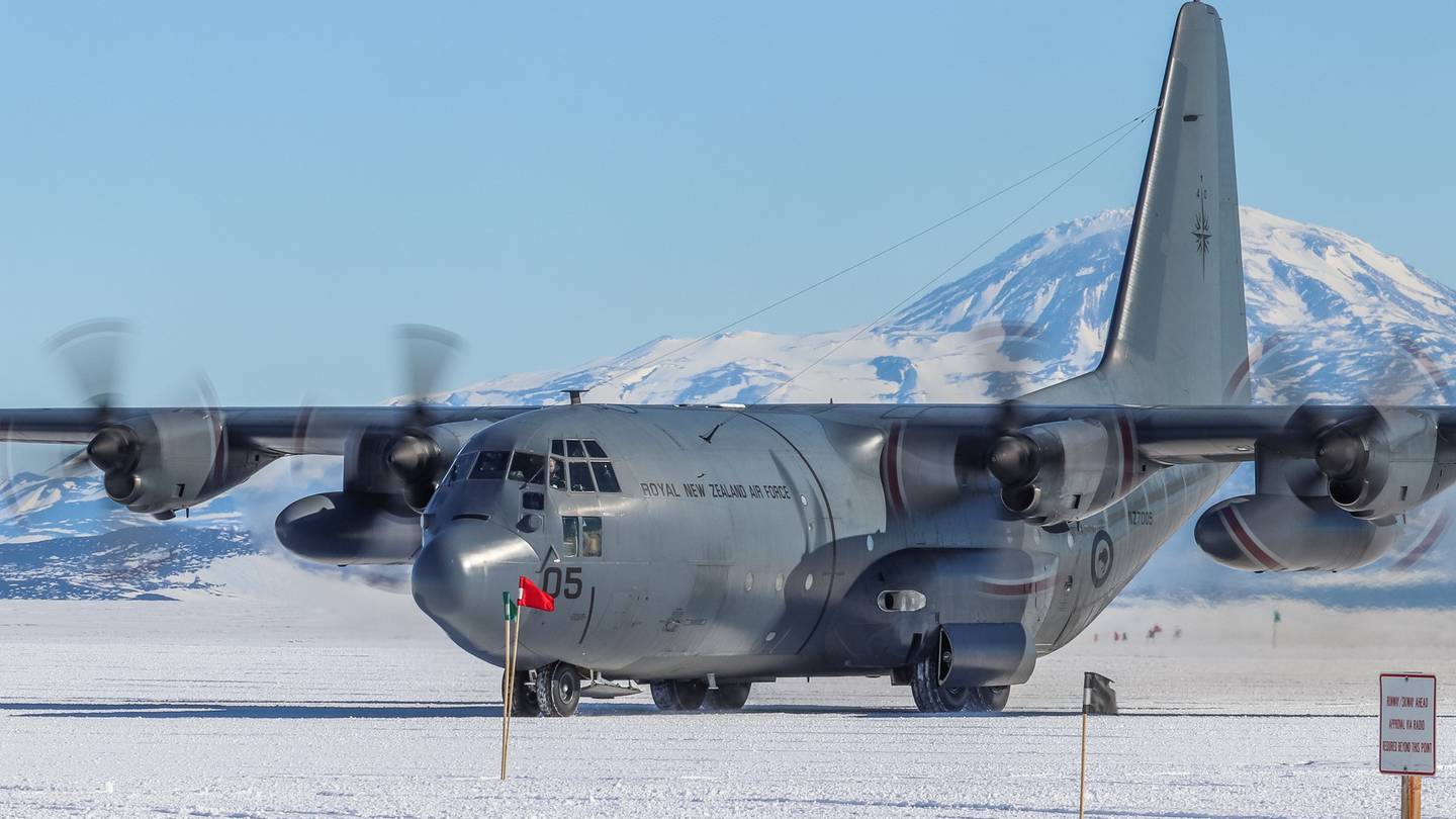 A RNZAF C-130 Hercules in Antarctica. Photo: Supplied via NZH