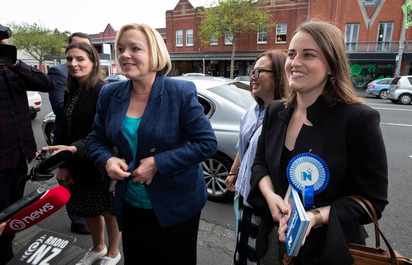 National Party leader Judith Collins along with Auckland Central candidate Emma Mellow during...