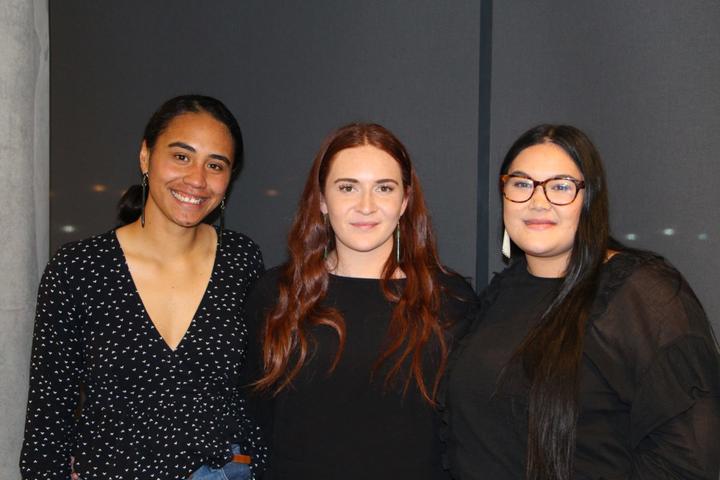The Ngāi Tahu rangatahi (L-R) Laken Wairau, Hinepounamu Apanui-Barr, Madison Simons. Photo: RNZ