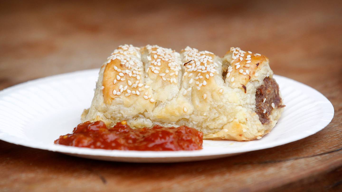 The battle of the best sausage roll is on. Photo: Christine Corn