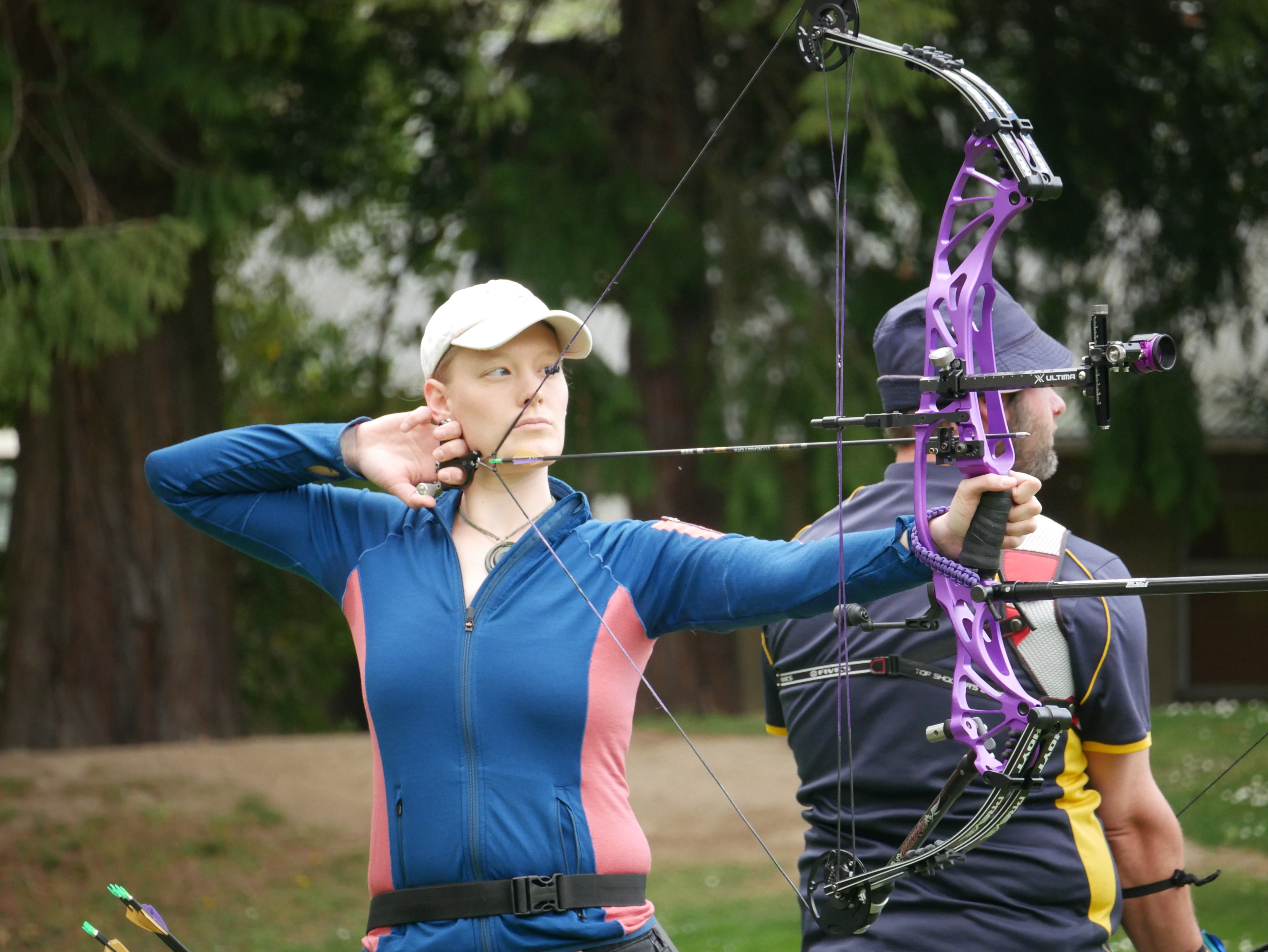 Dunedin Archery Club secretary Gertje Petersen takes aim on the line at the club on Saturday....