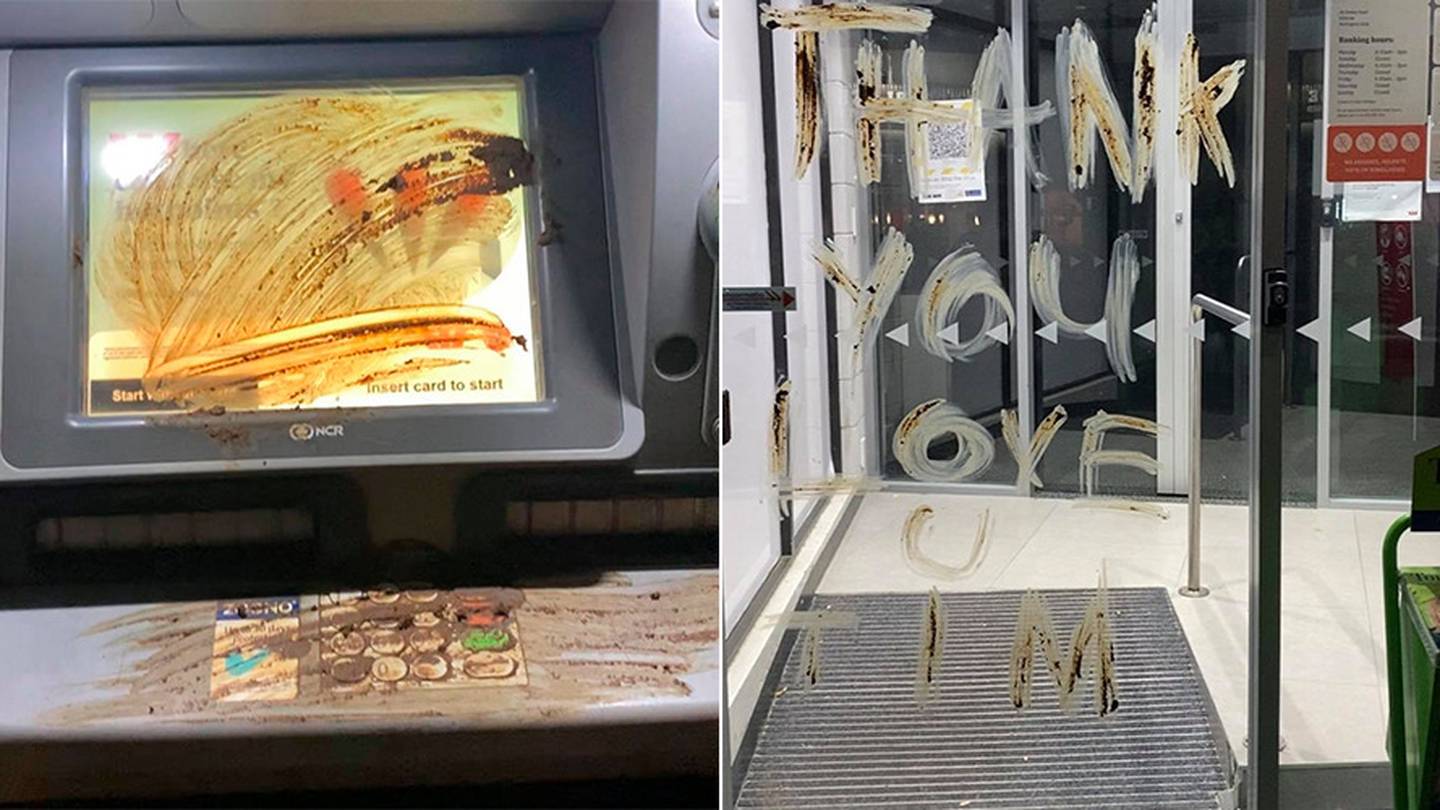 A man who made a late-night trip to the ATM has been left feeling sick after he discovered faecal...