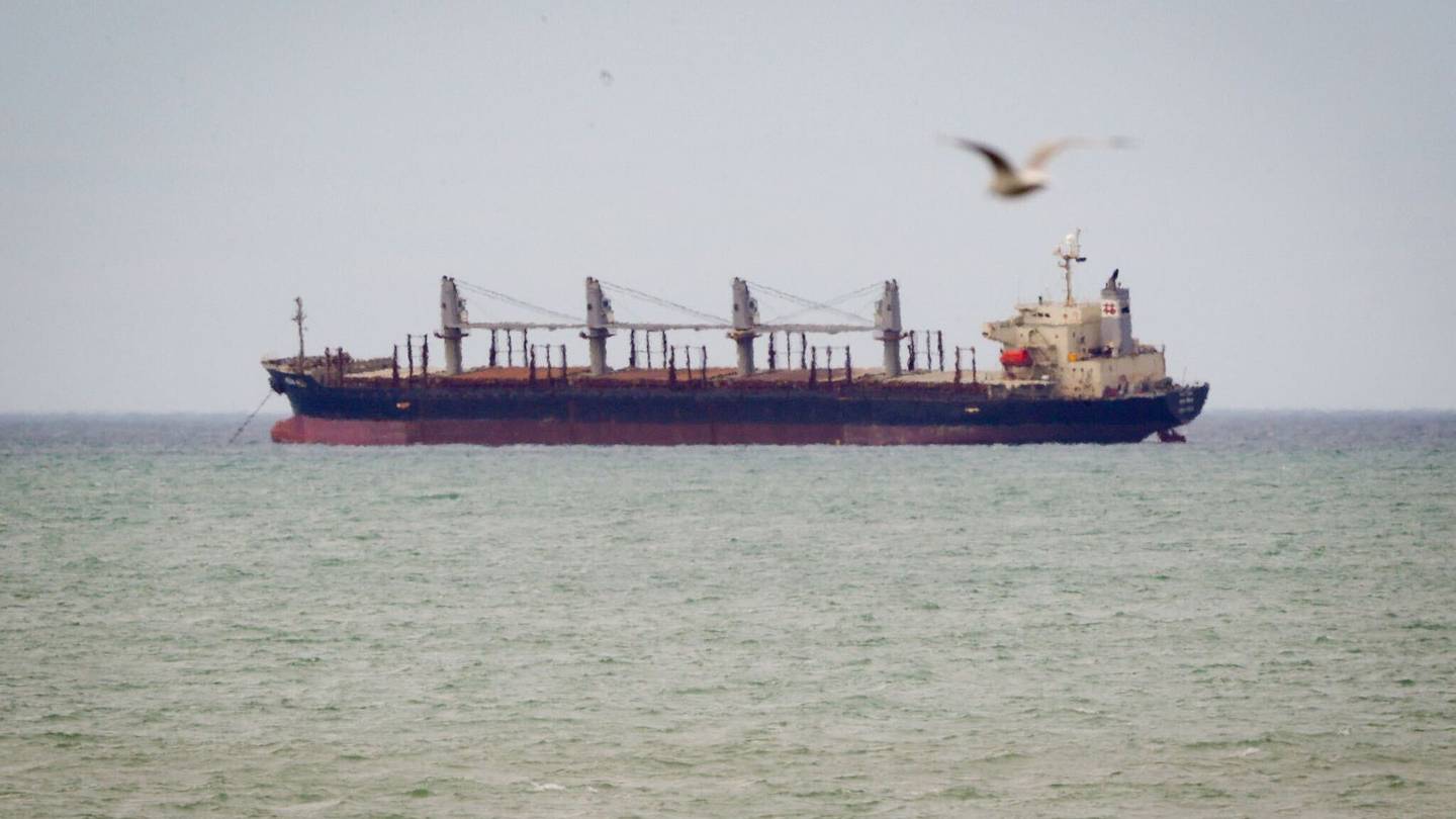 A ship was also anchored off the port of Napier last month. Photo: NZ Herald