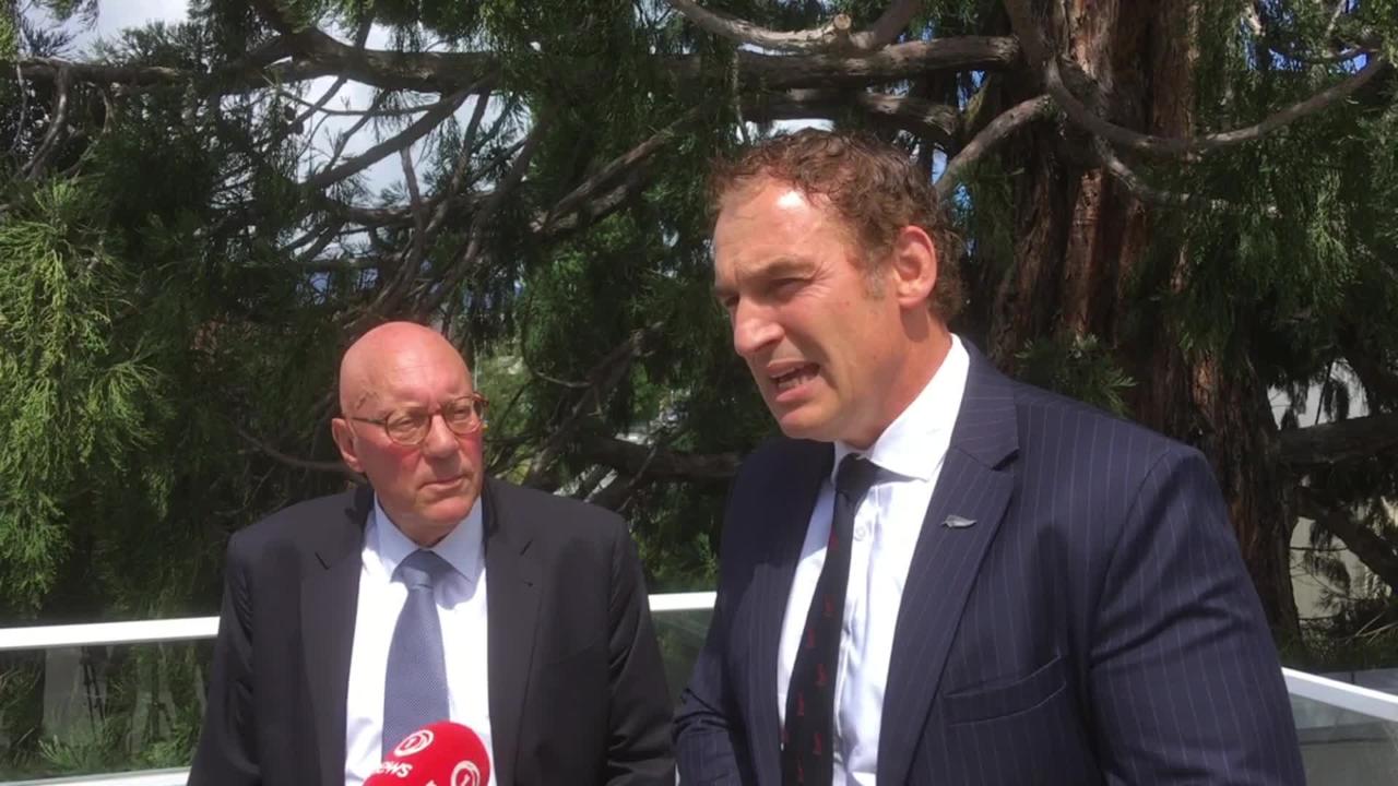 Queenstown mayor Jim Boult (left) and Tourism Minister Stuart Nash. Image: Guy Williams