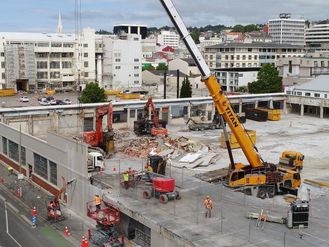 Part of the former Wilson Parking building is being demolished to make way for Dunedin’s new...