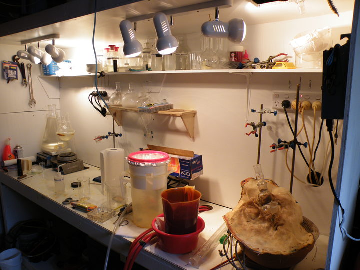 A meth lab that was set up in a family's garage. Photo: Supplied