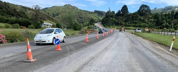 Roadworks on State Highway 1 at Evansdale north of Dunedin. Photo: NZTA