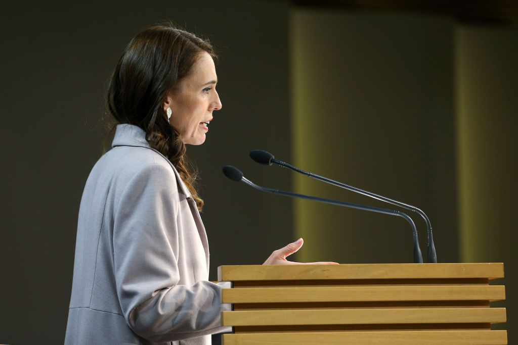 Prime Minister Jacinda Ardern speaks to media during a press conference at Parliament in...