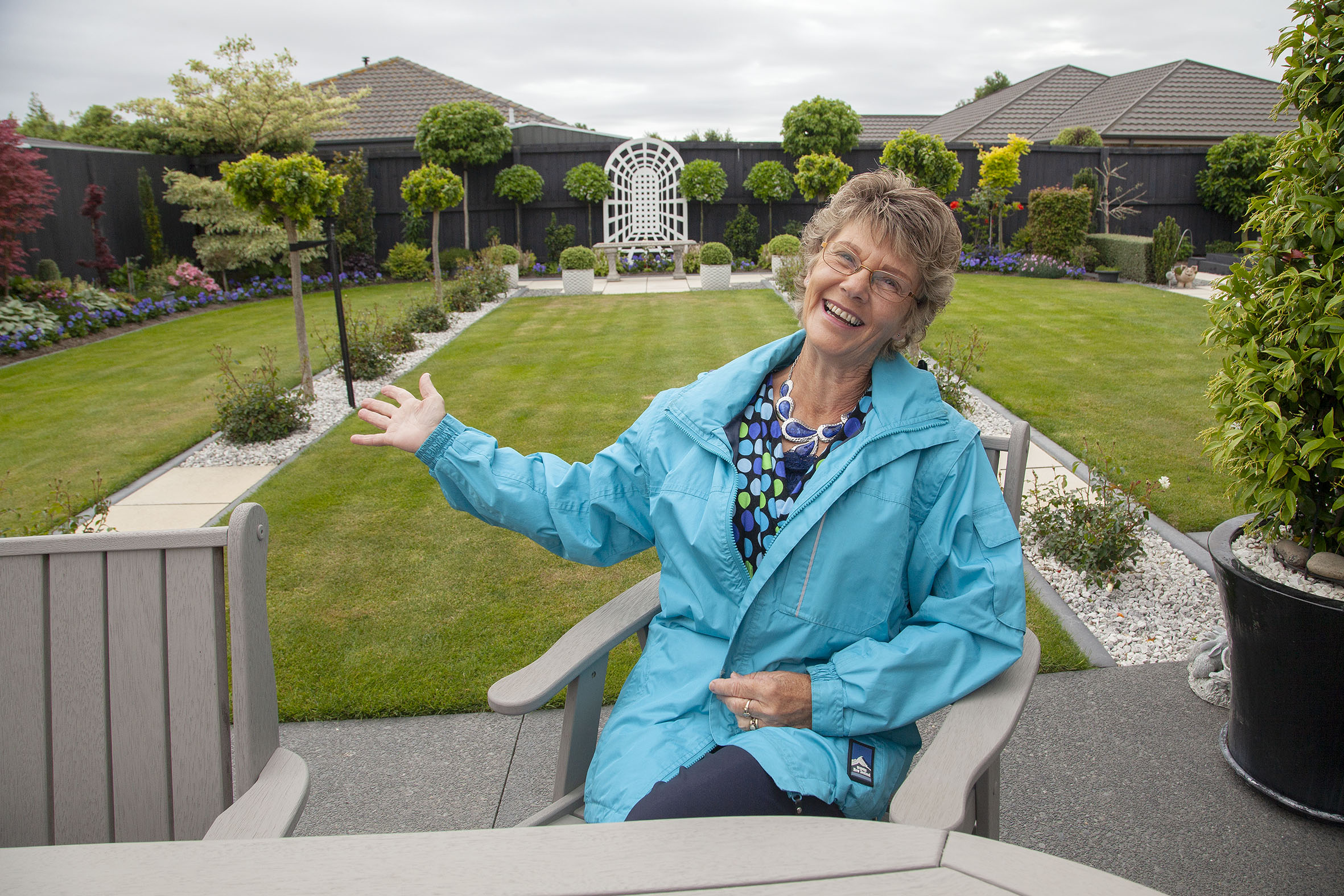 Eunice Edgecombe in her garden. Photo: Geoff Sloan