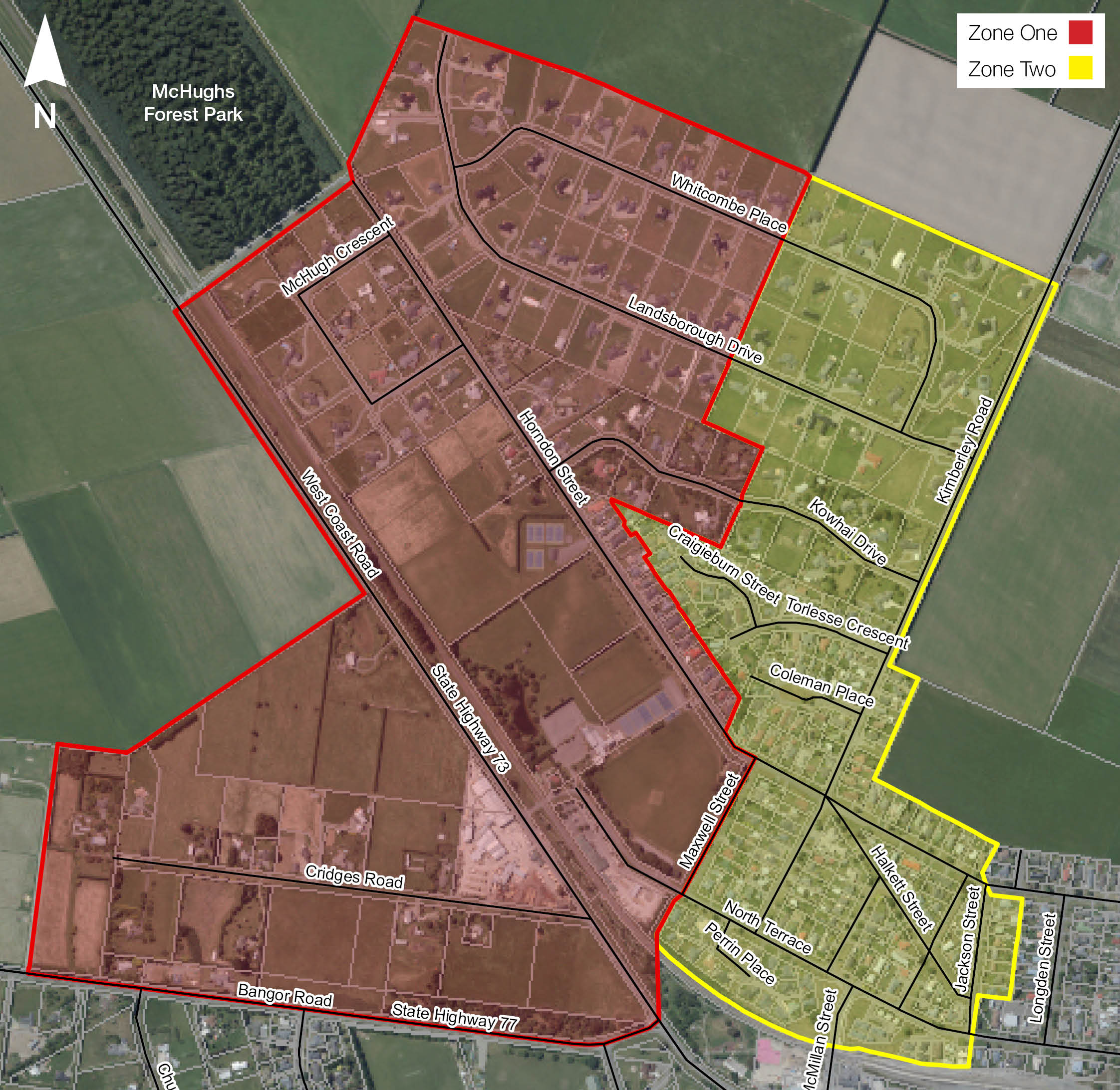 A map of evacuation areas in McHughs Forest Park. Image: Supplied