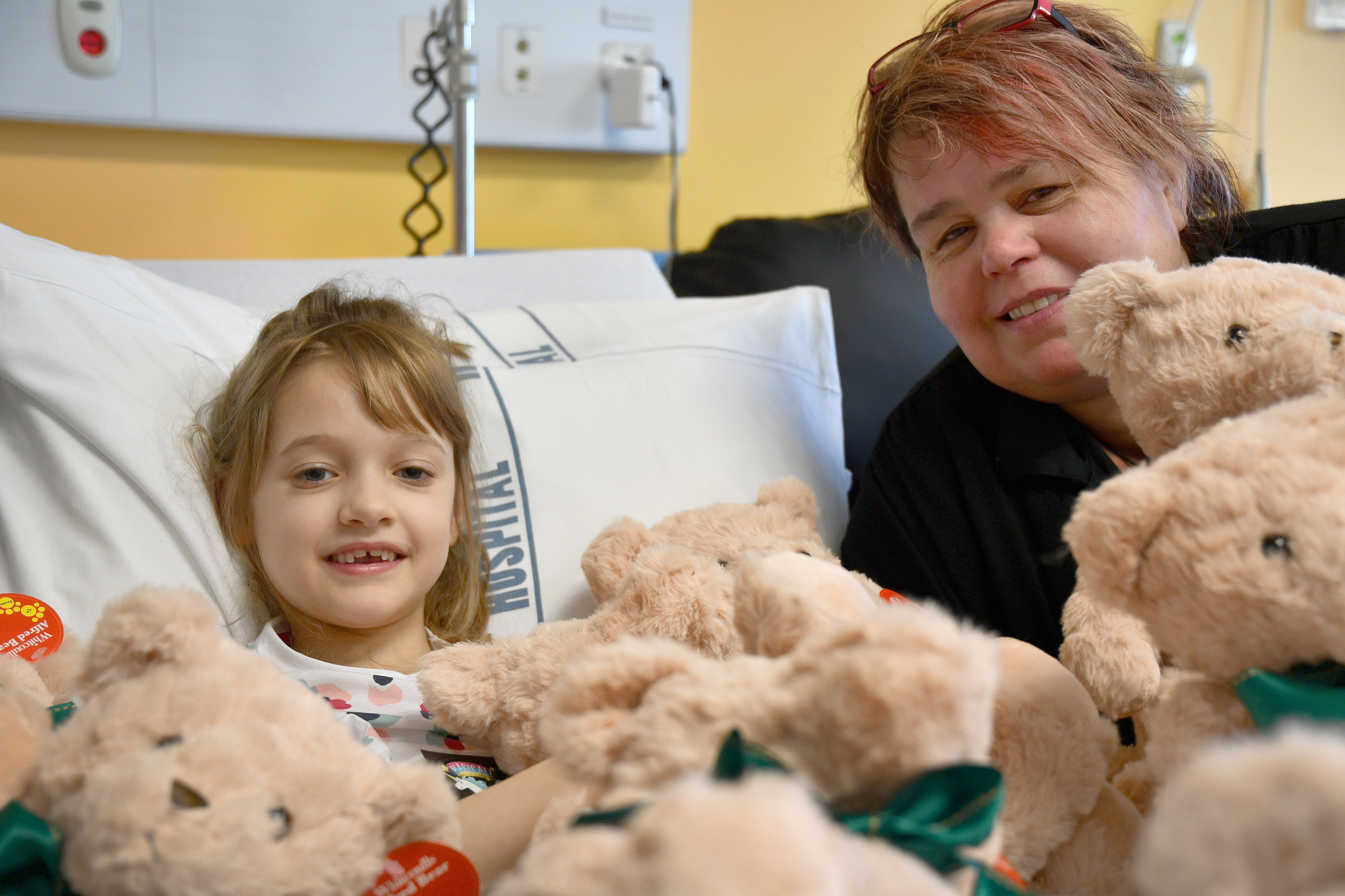 Penny Smith (left) had a teddy-bear delivery at the Southland Hospital children’s ward from...