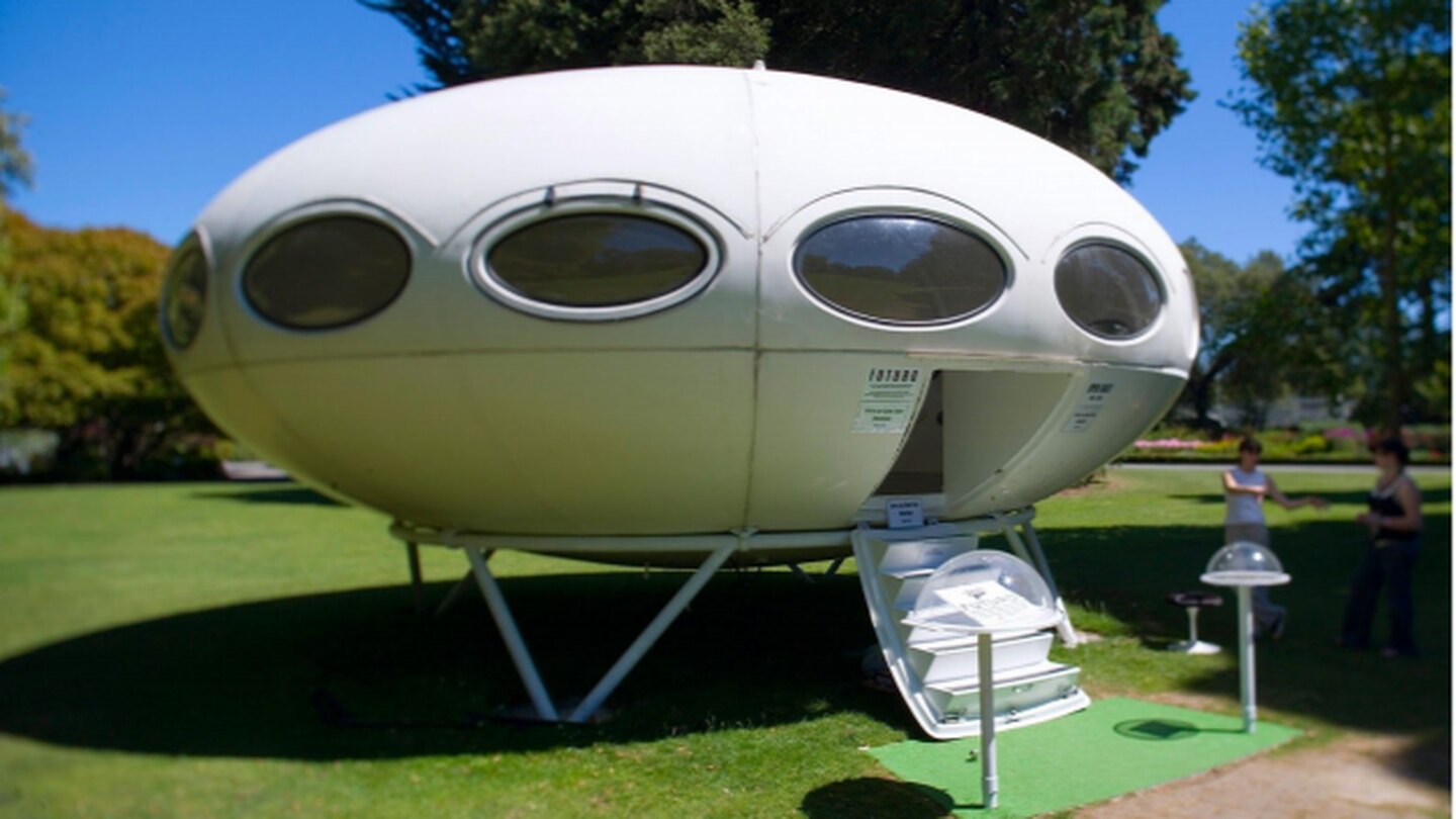 The Futuro house currently in storage in Christchurch. Photo: Supplied