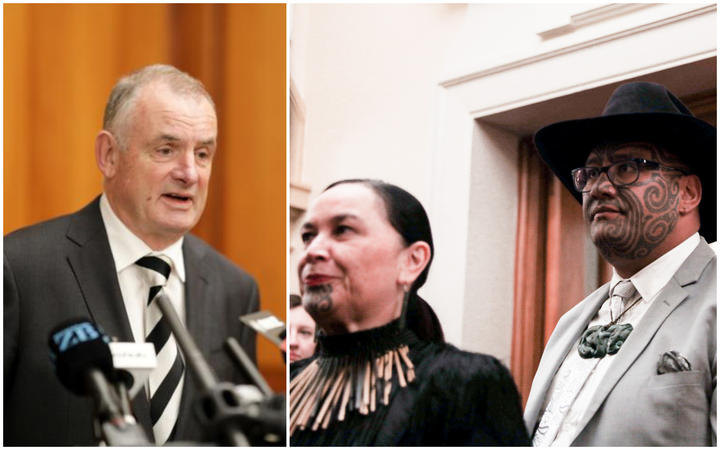 Speaker of the House Trevor Mallard (left) and Māori Party co-leaders Debbie Ngarewa-Packer and...