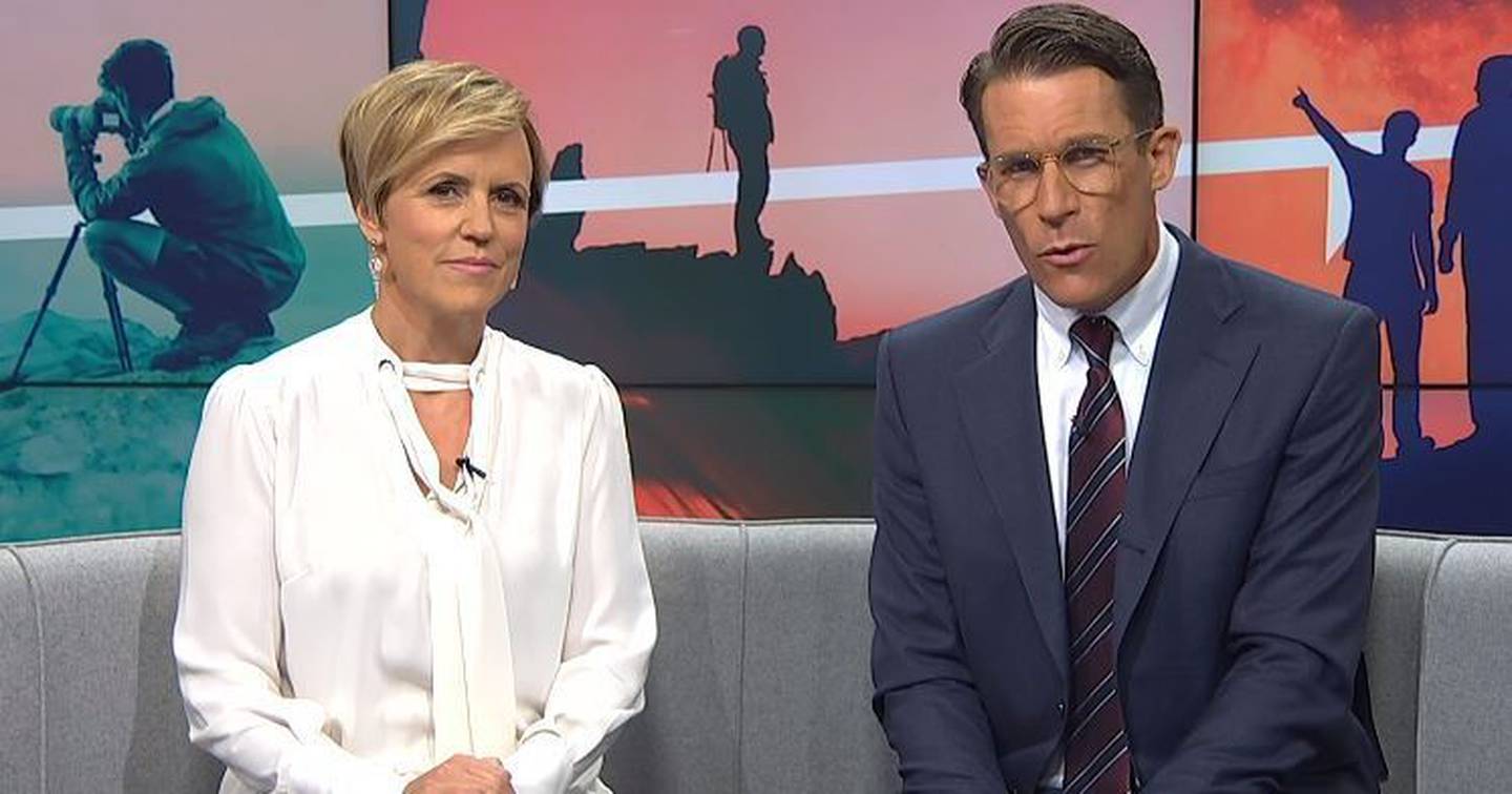 Hilary Barry and co-host Jeremy Wells on Seven Sharp last night. Photo: Supplied