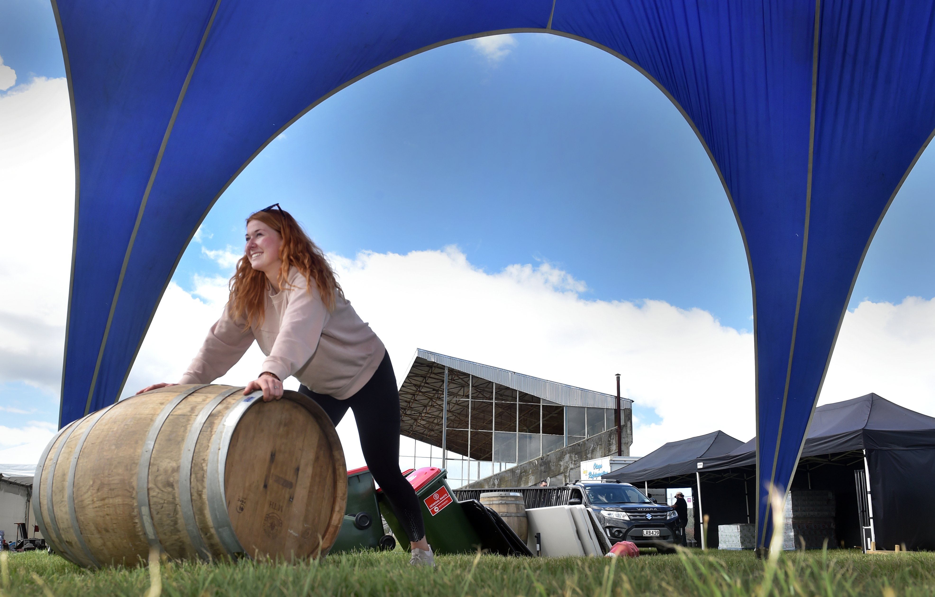 Vault 21 event organiser Jess Brooks (23) sets up the student area for the Melbourne Cup Day at...