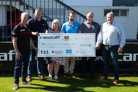 (From left) Tony Smail (CRFU chief executive), Mark Greenstreet (Canstaff), Linda Healion (Tri...