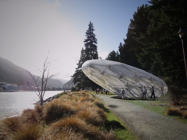 An artist's impression of a temporary 'Covid-19 Pavilion' proposed for the Queenstown Gardens...