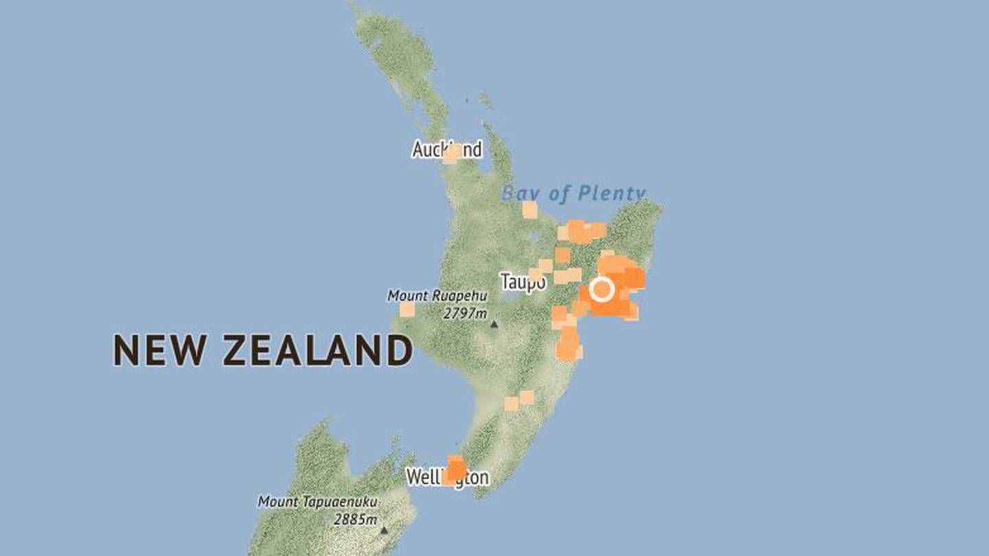 A 4.4 magnitude quake has caused shaking near Wairoa, Hawke's Bay, this morning. Image: GeoNet