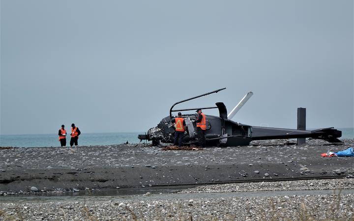 Crash inspectors at the scene on Tuesday. Photo: RNZ