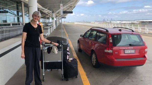 Dr Deborah Mills at Brisbane Airport earlier this month just minutes before being told she wouldn...