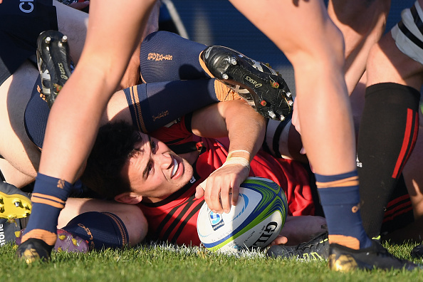 Will Jordan scores against the Brumbies at Christchurch Stadium in their April 6 clash last year....