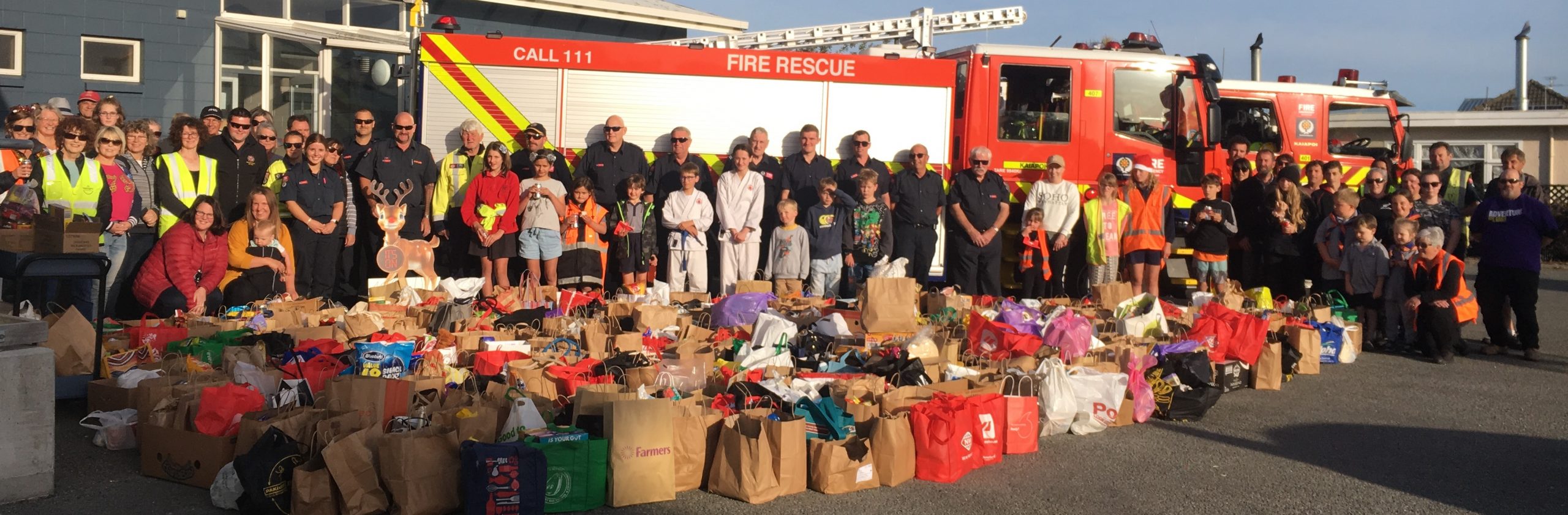 Volunteers with their Toot for Tucker haul outside the Kaiapoi Community Centre. Photo: David Hill