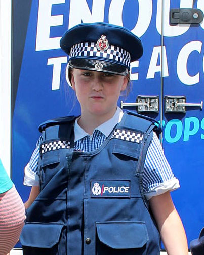 Maddy and other pupils at the school got the opportunity to try on police uniforms during the...