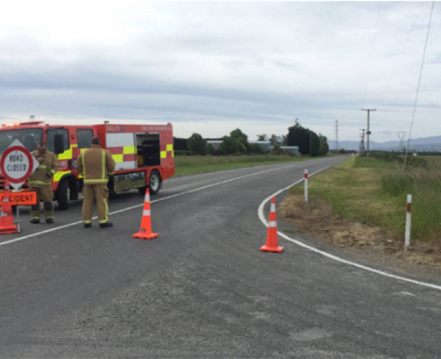 The scene of the three-vehicle crash. Photo: NZ Herald