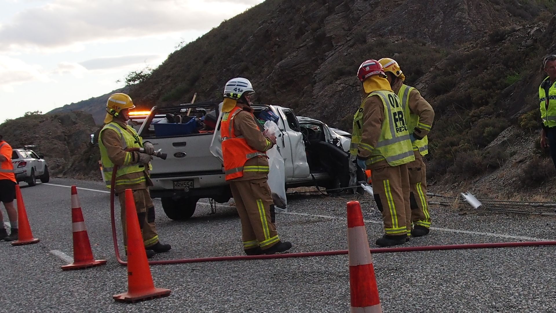 Emergency services at the scene last night. Photo: Brian Swale