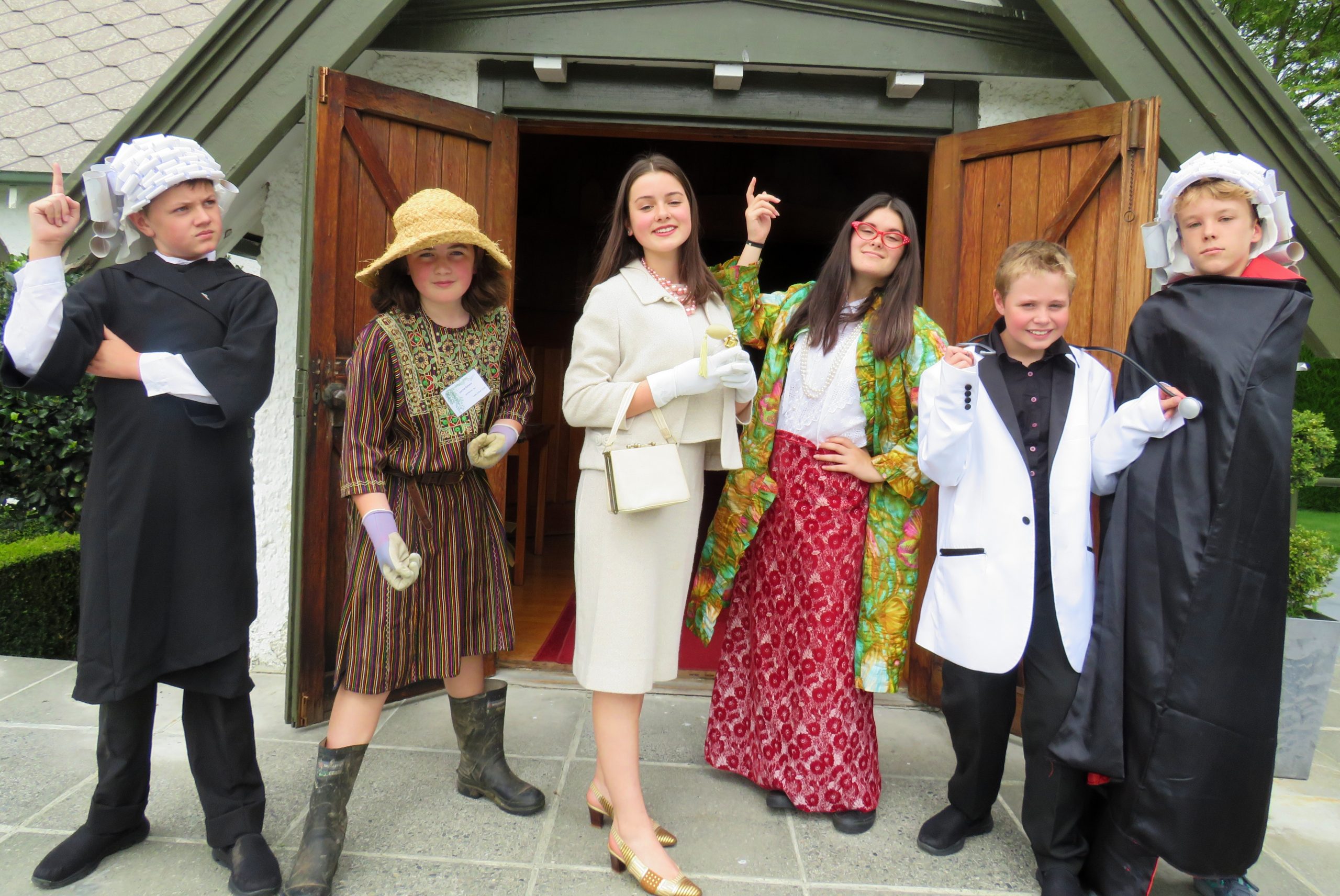 Enjoying the summer drama school and dressed in character are Ben Jurd (barrister), Laura Hyde ...