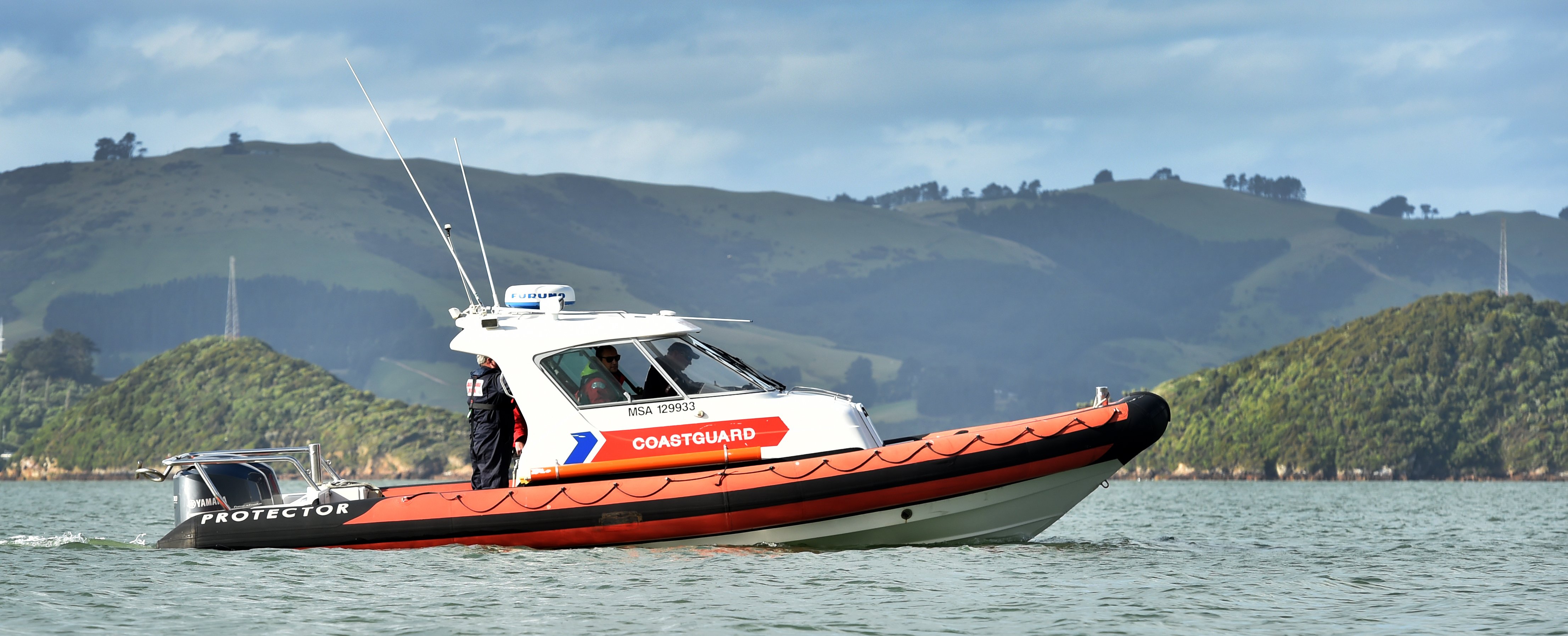 Coastguard Dunedin boat Dunedin Rescue at Broad Bay on Otago Harbour.