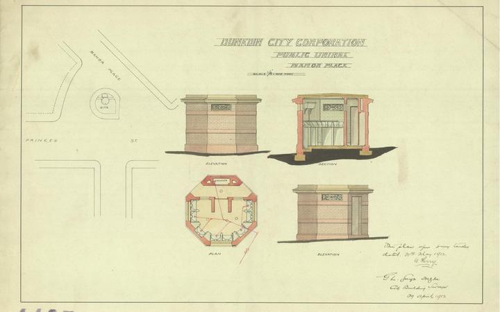 Historic watercolour plans for the Manor Place toilets. Photo: Twitter / @aliheritage