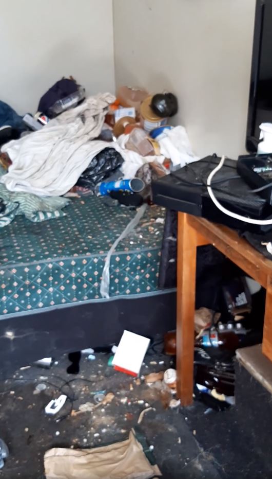 Some of the rubbish left by a tenant in a sleepout he rented. Photo: Supplied