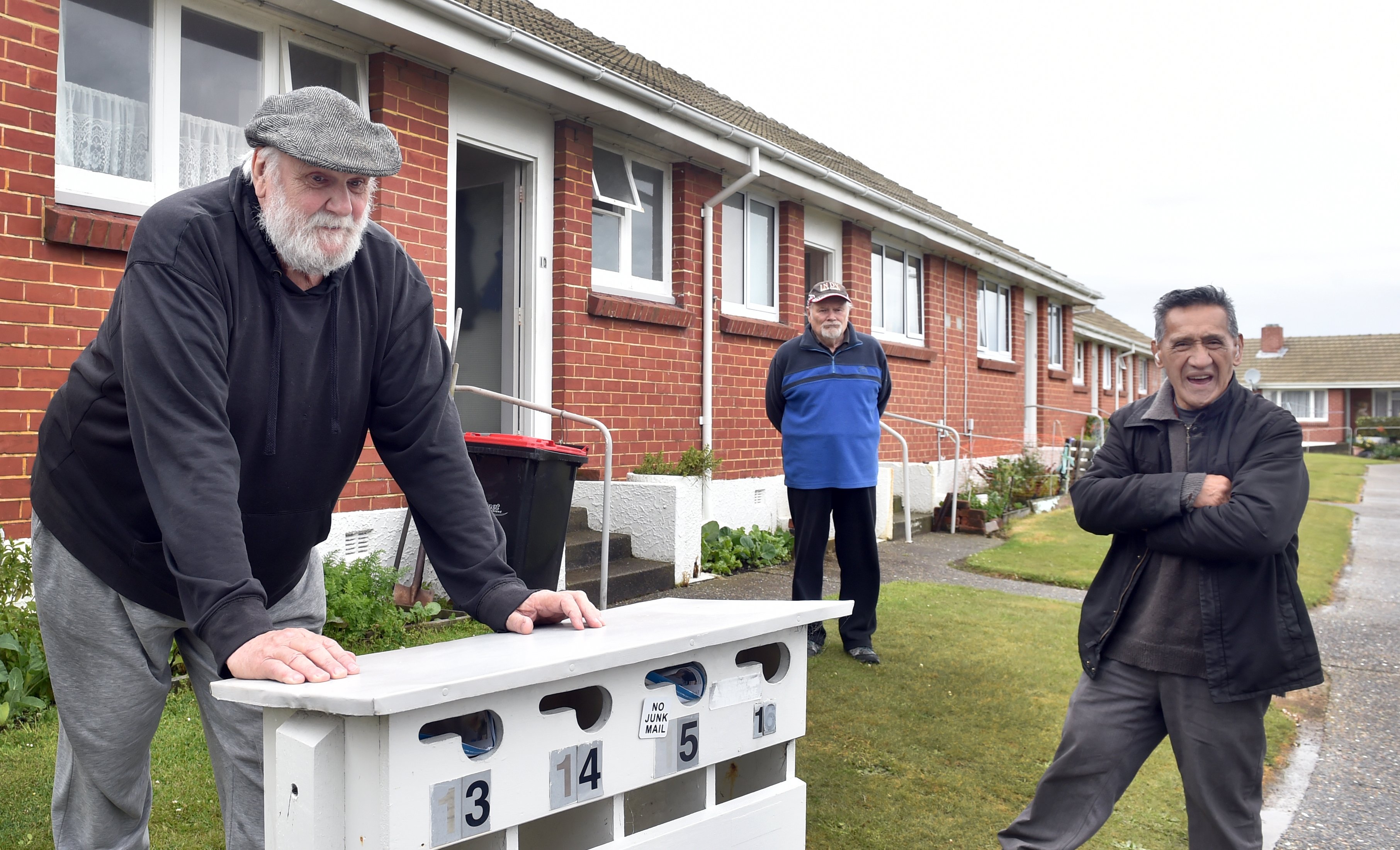 Invercargill City Council housing unit tenants (from left) Ken McNaught, Michael Reid and Nehua...