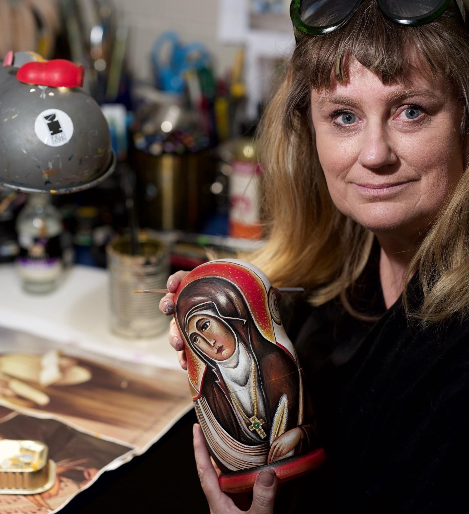 Dunedin artist Kezia Field paints Russian nesting dolls with images of inspirational women to...