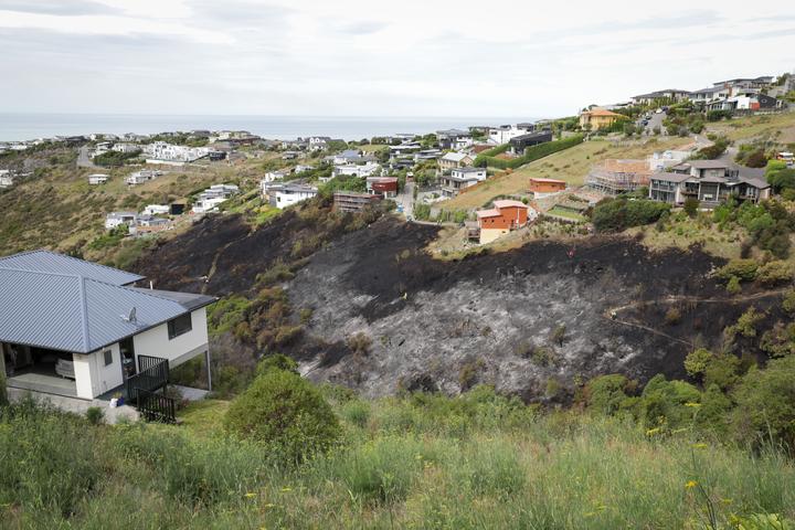 A fire in a gully on Balmoral Hill came close to several houses in Christchurch yesterday. Photo:...