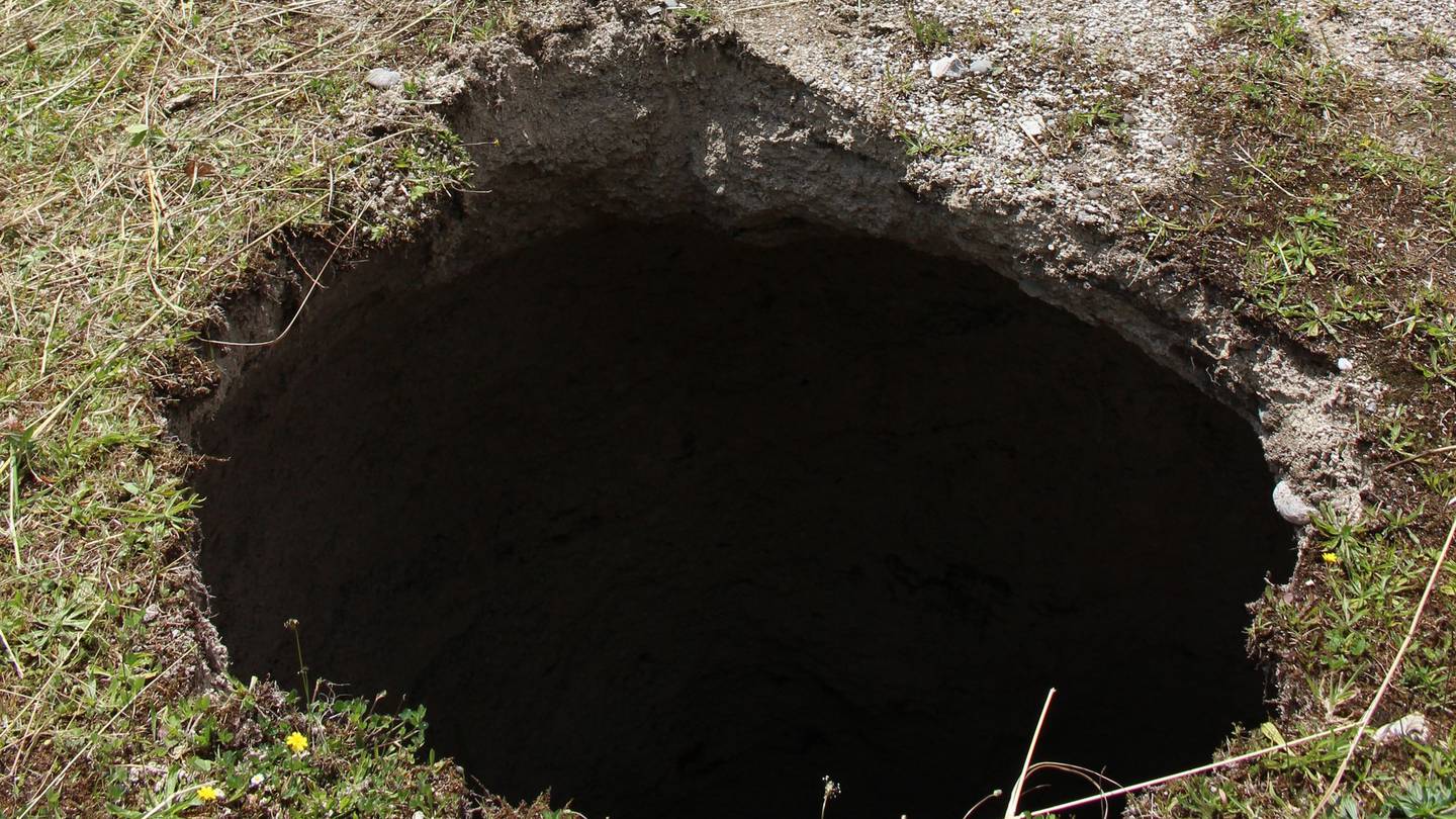 The sinkhole which opened on the West Coast. Photo: Supplied The sinkhole which opened on the West Coast. Photo: Supplied