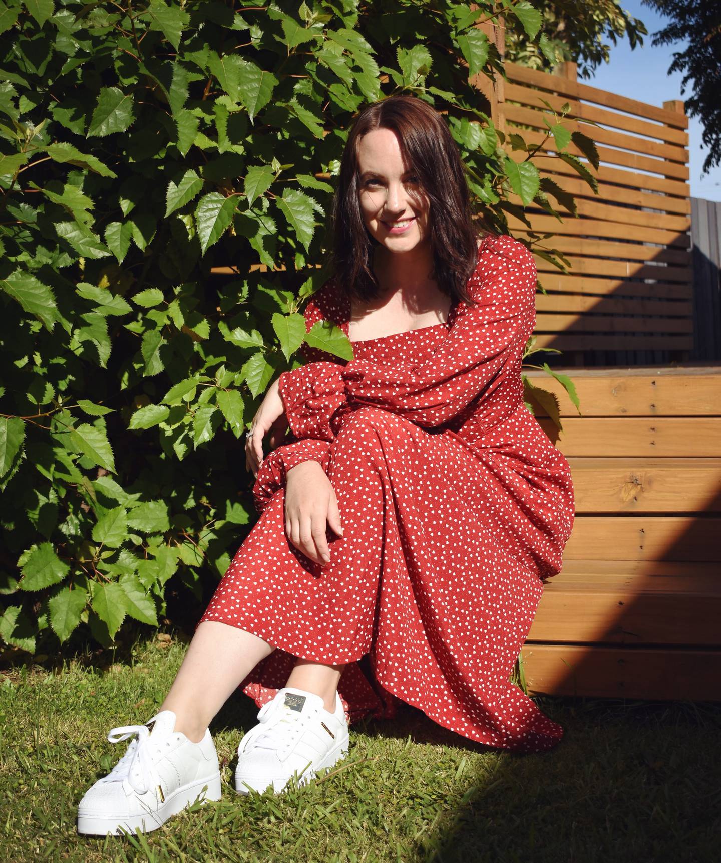 Frances Cook in the $130 secondhand sneakers that broke her budget. Photo: Ben Reed