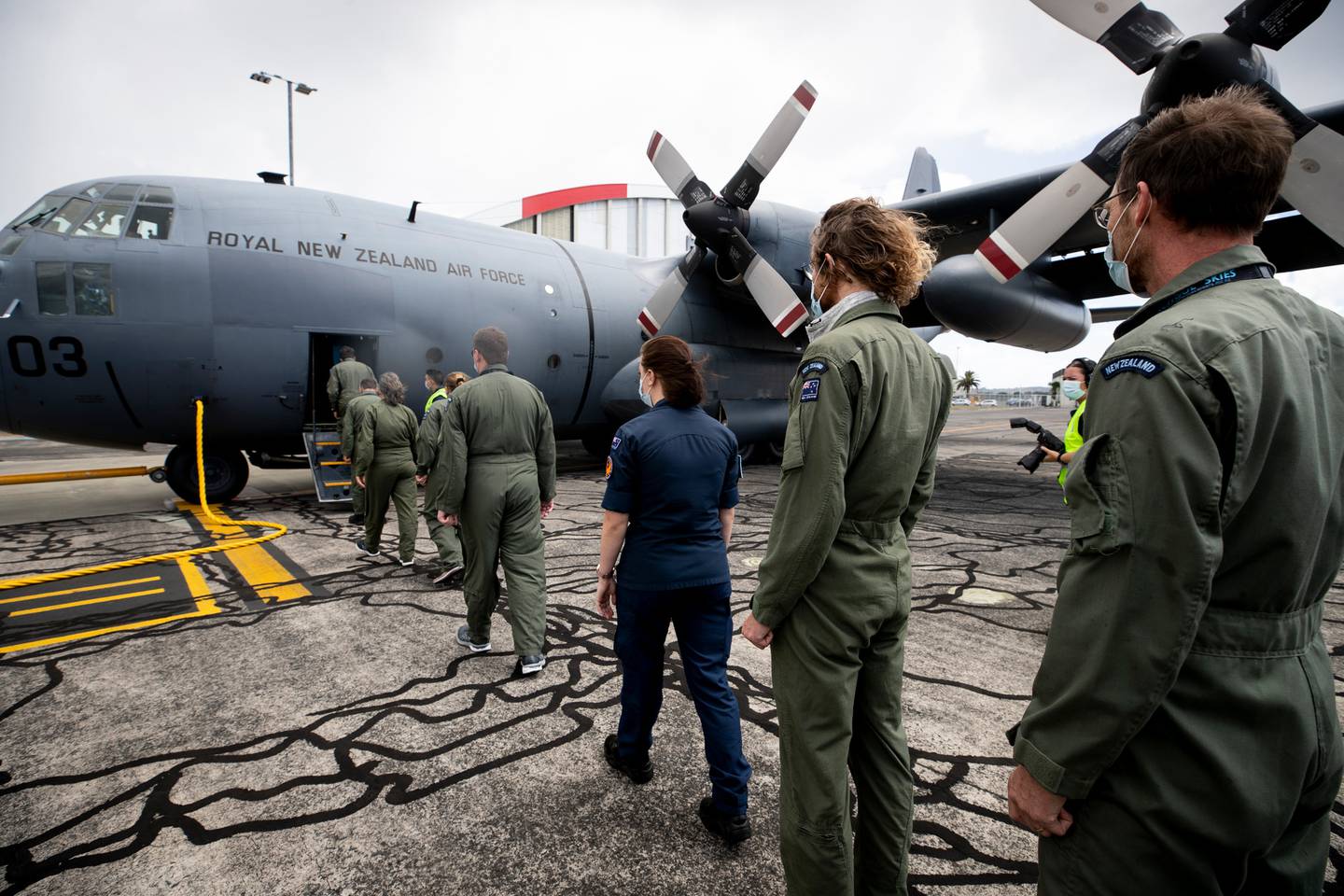 Teachers replace air force personnel on a practice search and rescue mission at Whenuapai. Photo:...