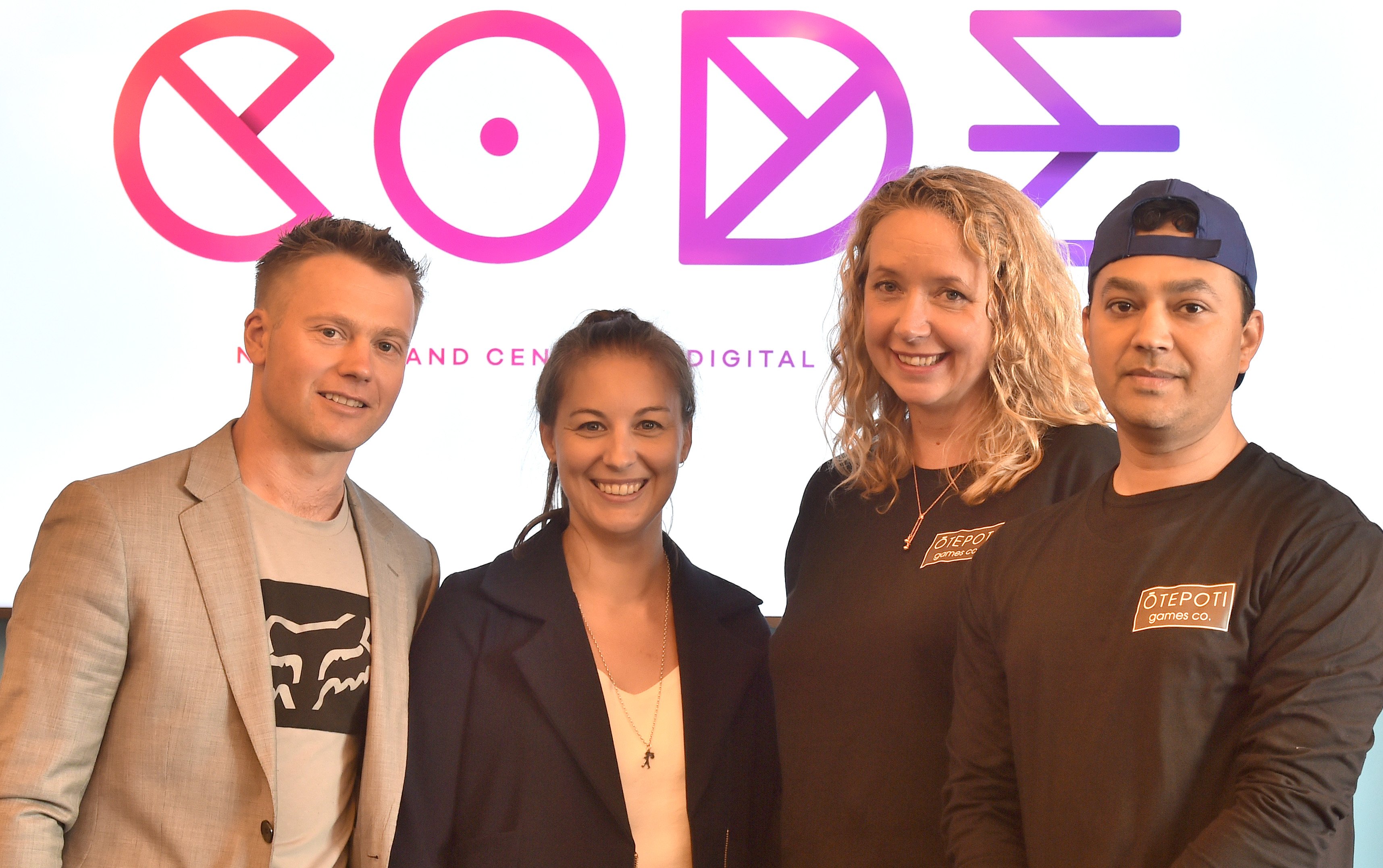 Celebrating the announcement of Code grants in Dunedin yesterday are (from left) Gfactor...