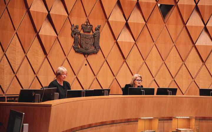 Supreme Court Justice Glazebrook and Chief Justice Winkelmann. Photo: RNZ / Samuel Rillstone