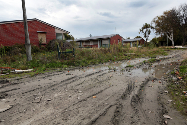 Liquefaction in the Christchurch red zone. Photo: RNZ / Diego Opatowski